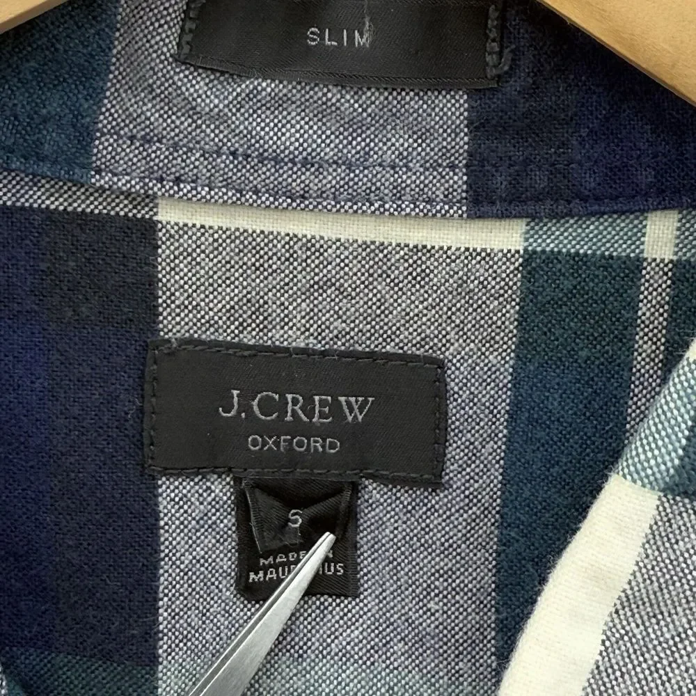 J Crew All‎ Oxford Cotton Blue Plaid Button Up Shirt Mens Sz S Slim Fit Preppy